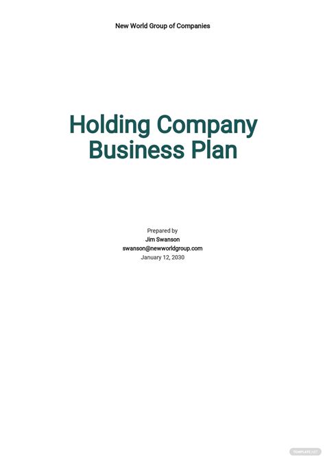 Financial Holding Company Business Plan